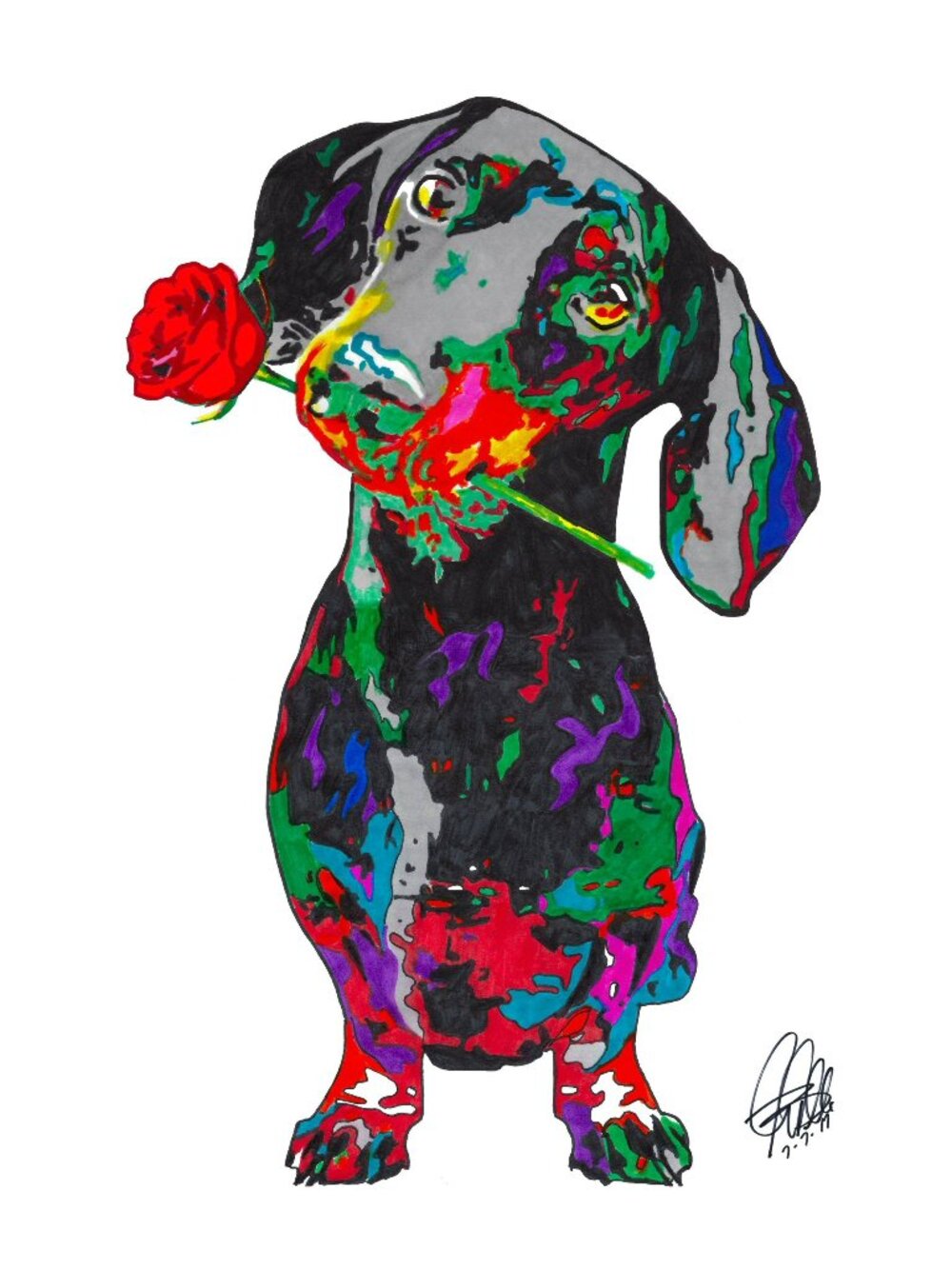 Dachshund Sausage Dog Speed Stick Pet Poster Print Wall Art 13x19